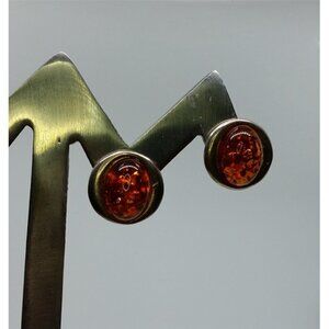 VINTAGE sterling silver 925 and  amber clip on earrings timeless statement